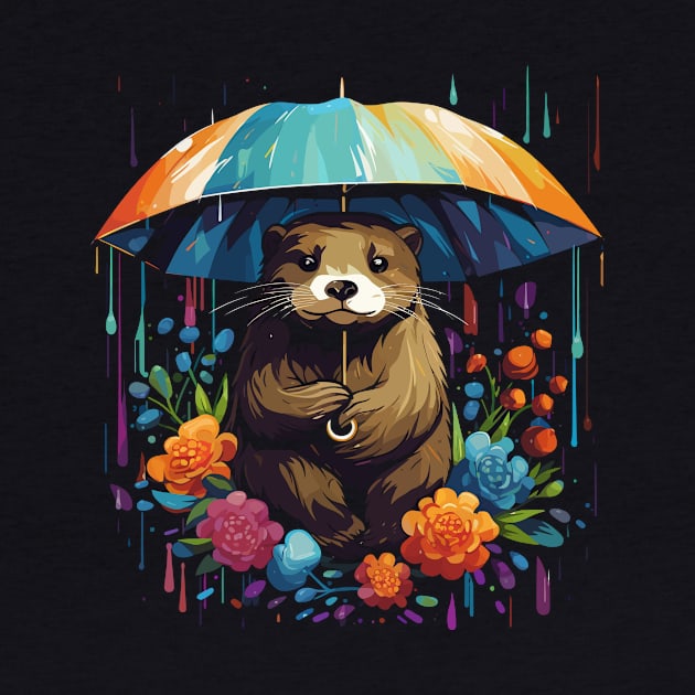 Otter Rainy Day With Umbrella by JH Mart